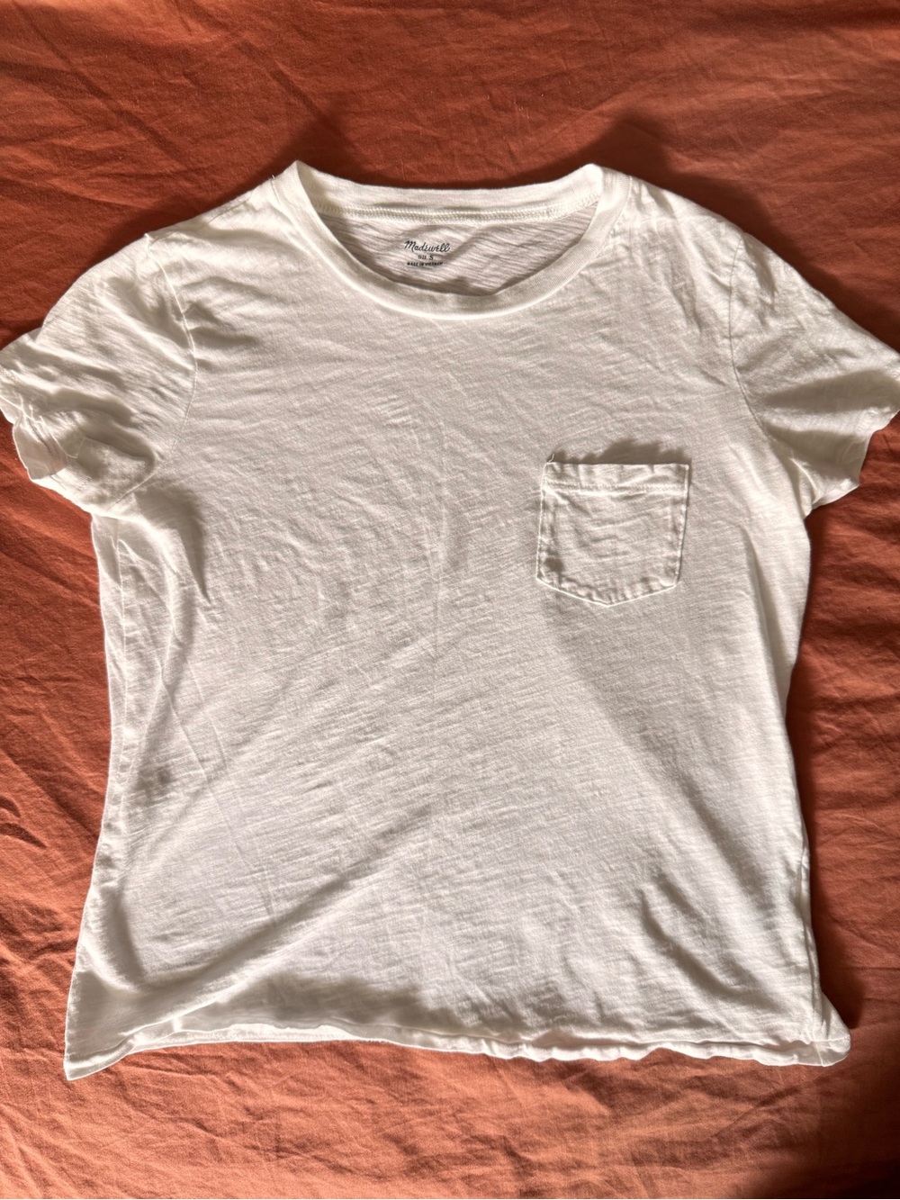 Madewell White Pocket Tee - slub cotton crew neck basic